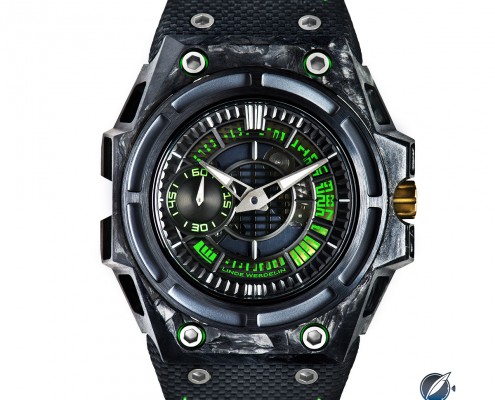 Linde Werdelin Spidolite II Tech with electric green dial elements and matching strap stitching