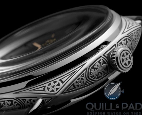 Bulino engraved caseband of the Paneria Radiomir Firenze
