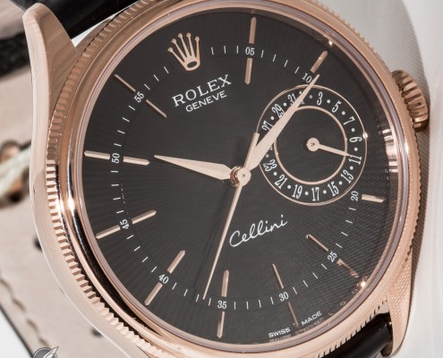 Rolex Cellini Date in Everose gold with dark dial