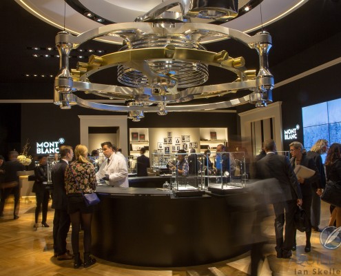 A massive 250kgs/550lbs tourbillon hanging from the ceiling at the Montblanc stand at SIHH 2015
