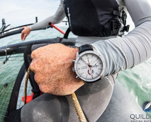 A member of Oracle Team USA wearing the Bremont Regatta OTUSA model (photo courtesy Sam Greenfield)