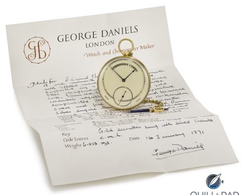 A letter from George Daniels comes with this George Daniels Spring Detent Tourbillon Watch