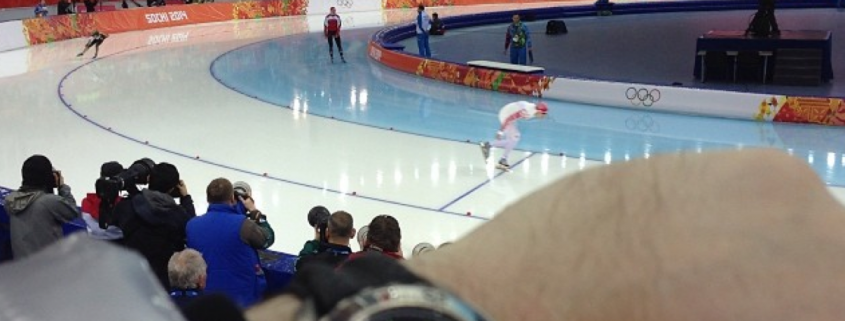 Robert-Jan Broer, founder of Fratello Watches, live in Sochi at the 3000m speed skating