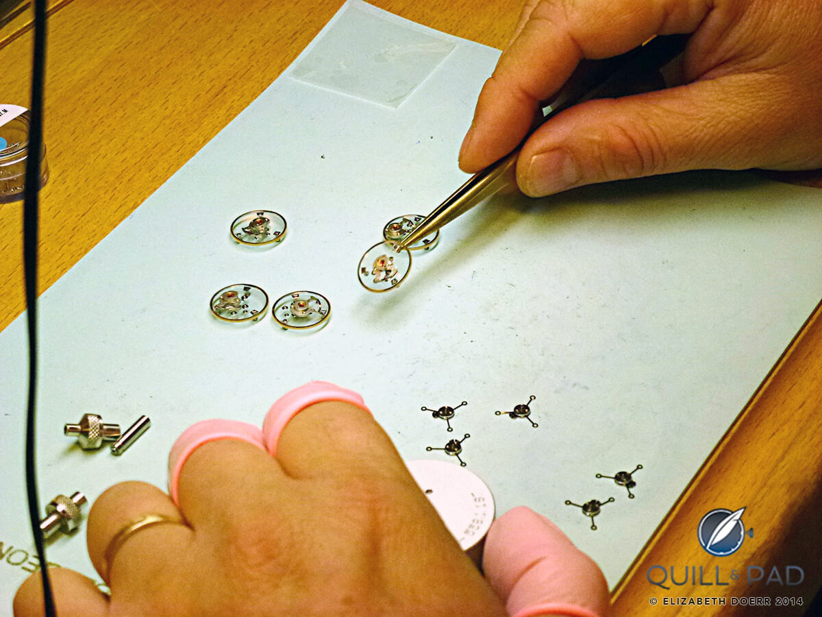 Breguet tourbillons being prepared for assembly into movements