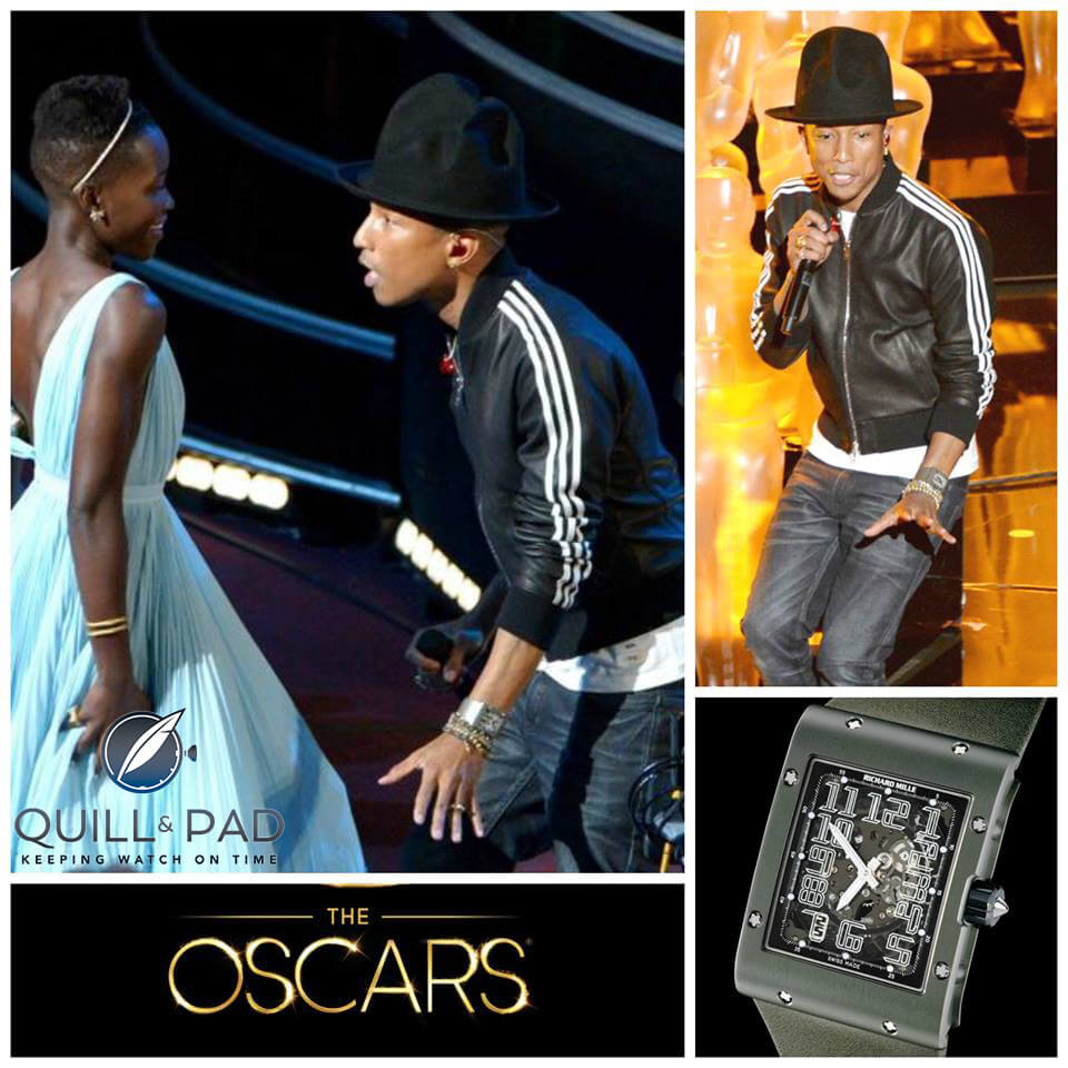 Pharrell Williams at the Oscars wearing a Richard Mille RM016