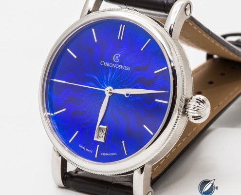 Blue enamel over guilloche by Chronoswiss