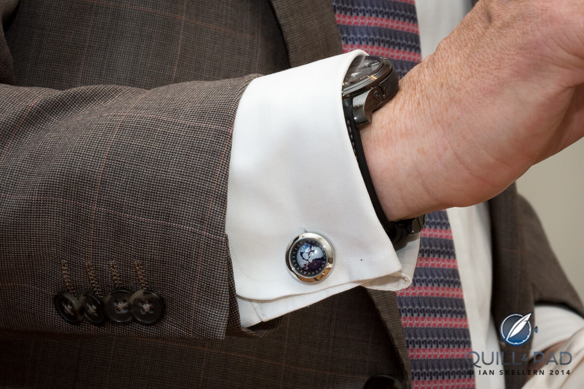 Cufflinks featuring a copy of the Greubel Forsey GMT planet (not by Greubel Forsey)