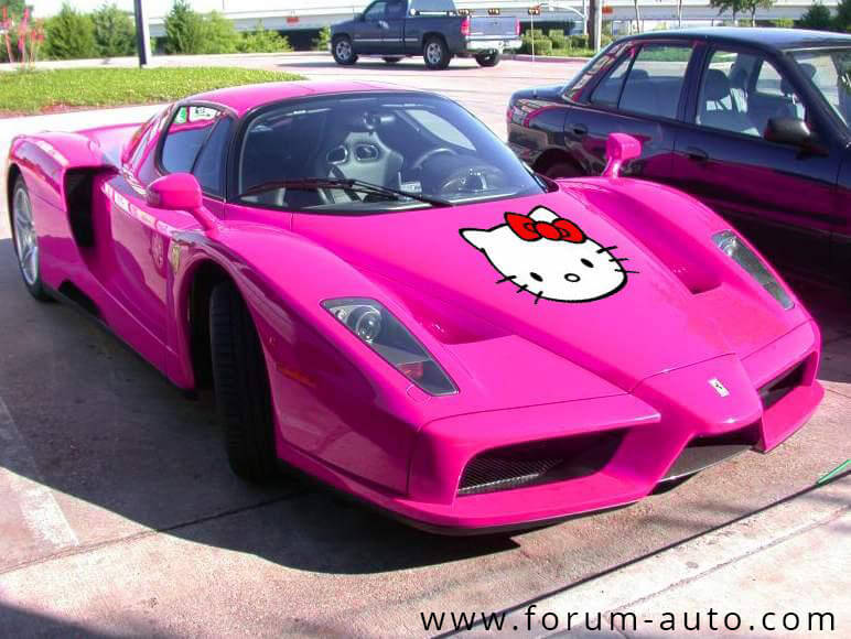Bright pink Hello Kitty Ferrari