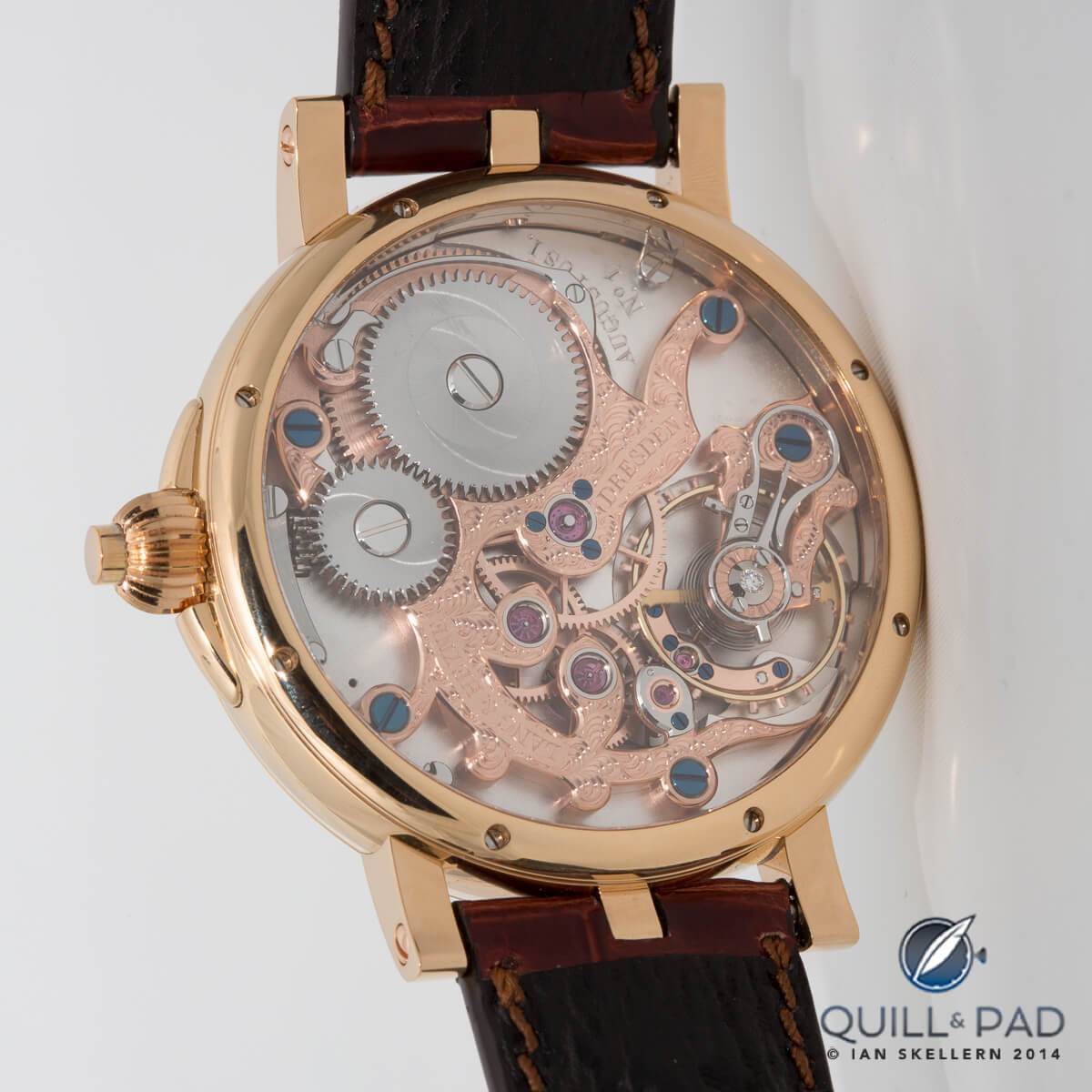 The hand engraved movement of the Lange & Heyne Augustus