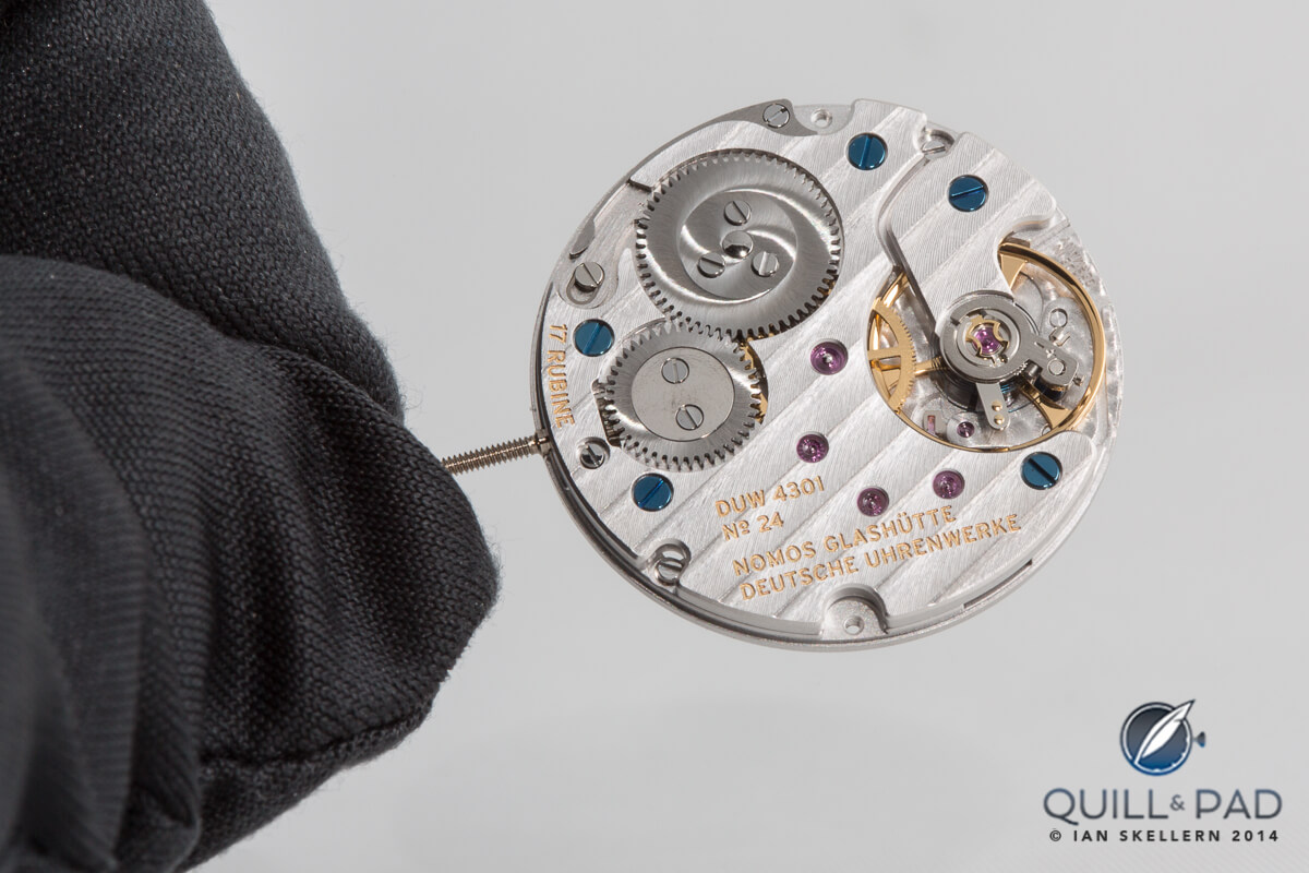 Nomos movement with in-house “Swing System” escapement 