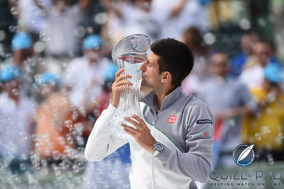 Novak Djokovic Sony open winner wearing his Seiko Astron