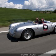 Porsche 550RS driven by Friedrich Scheufele and Jacky Ickx in the 2010 Mille Miglia. Image courtesy V12GT.com