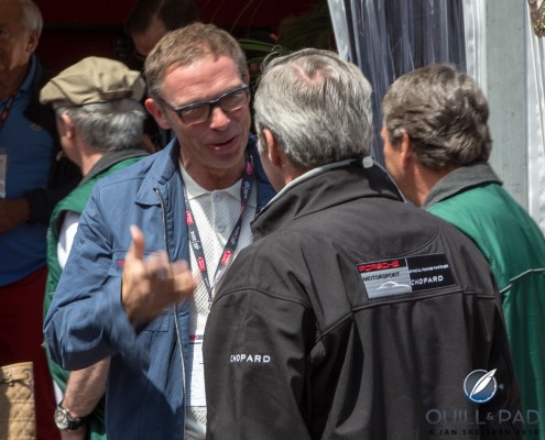 Roland Iten talking to Chopard co-president Karl-Friedrich Scheufele before the start of the 2014 Mille Miglia