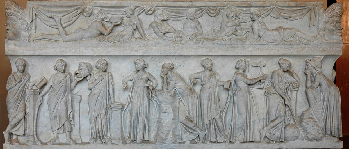 Nine Muses sarcophagus at the Louvre, Paris