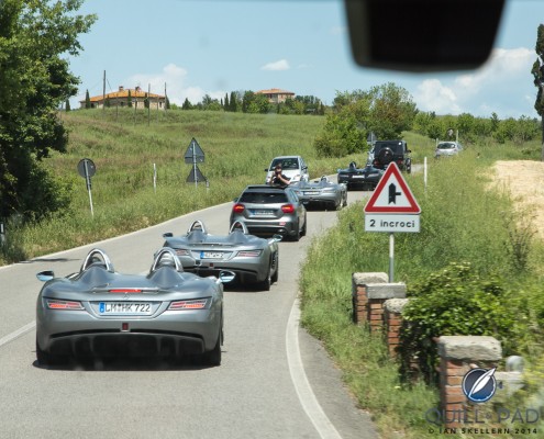 Four, count them, four, Mercedes-Benz SLR Stirling Moss models in the 2014 Mille Miglia