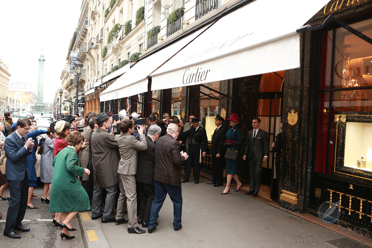 Filming a scene outside the Cartier boutique in Paris for Grace of Monaco