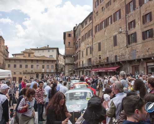Welcoming crowds at Siena for the 2014 Mille Miglia