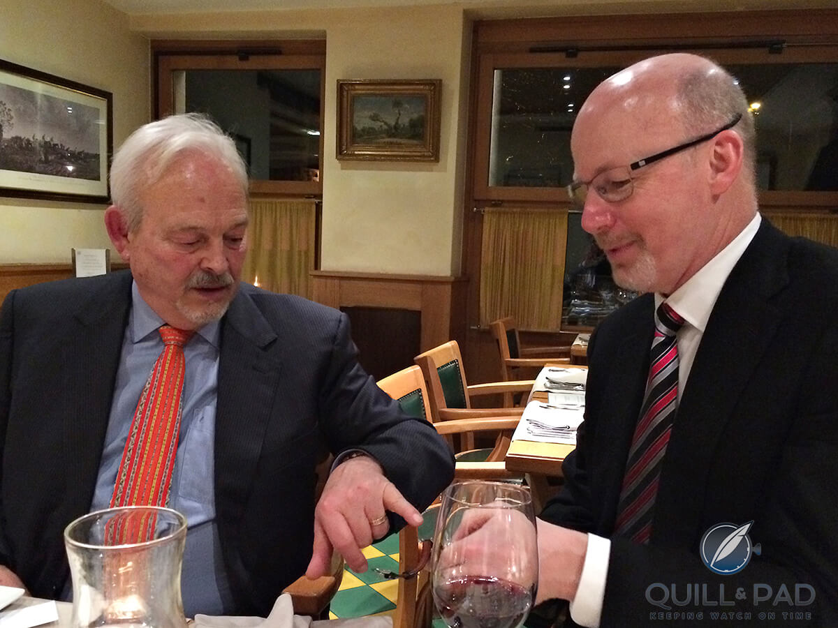 Philippe Dufour and the author exchanging views over a glass (or two) of wine