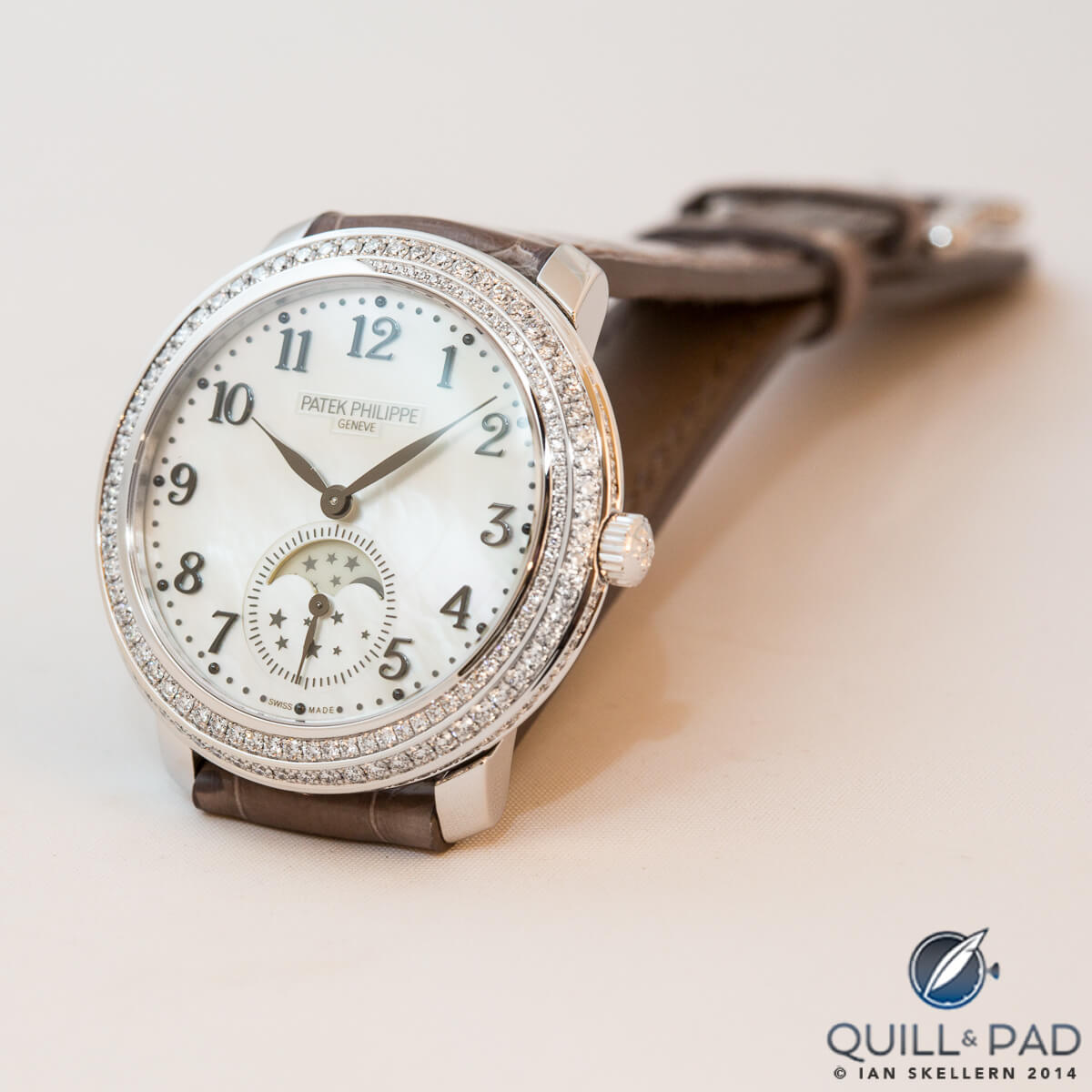 Patek Philippe with moonphase, small seconds and mother of pearl dial