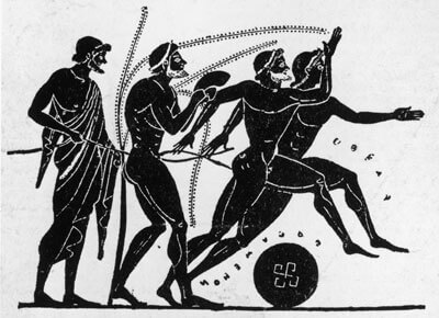 Ancient Greeks playing football (though not very well)