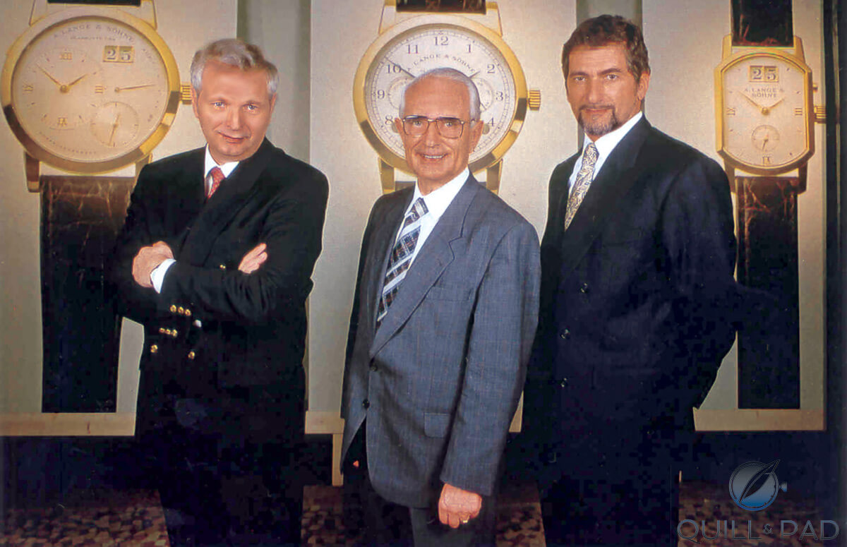 L-R: Hartmut Knothe, Walter Lange,and Günter Blümlein at the launch of A. Lange & Söhne in 1994
