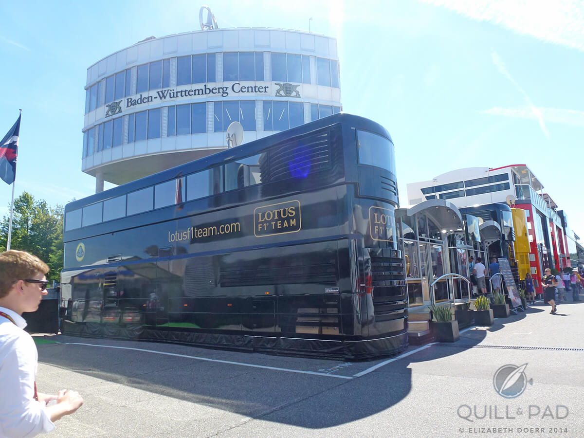 The impressive Team Lotus F1 team motor bus