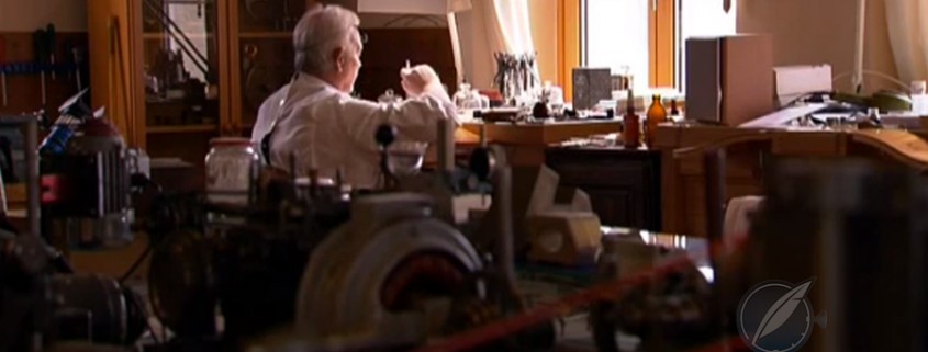 Philippe Dufour at his bench from the film "Timepiece"