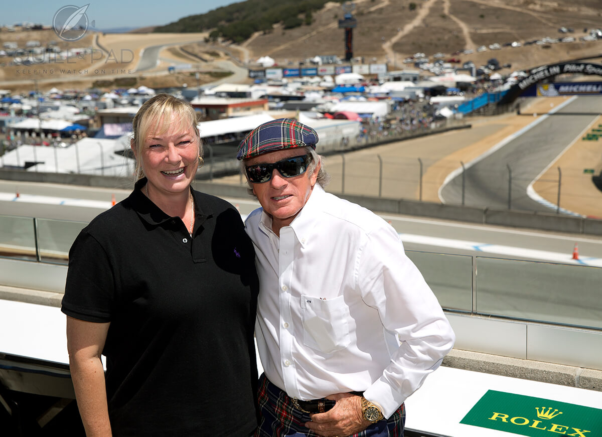 The author with Sir Jackie Stewart at the Laguna Seca raceway during Pebble Beach car week