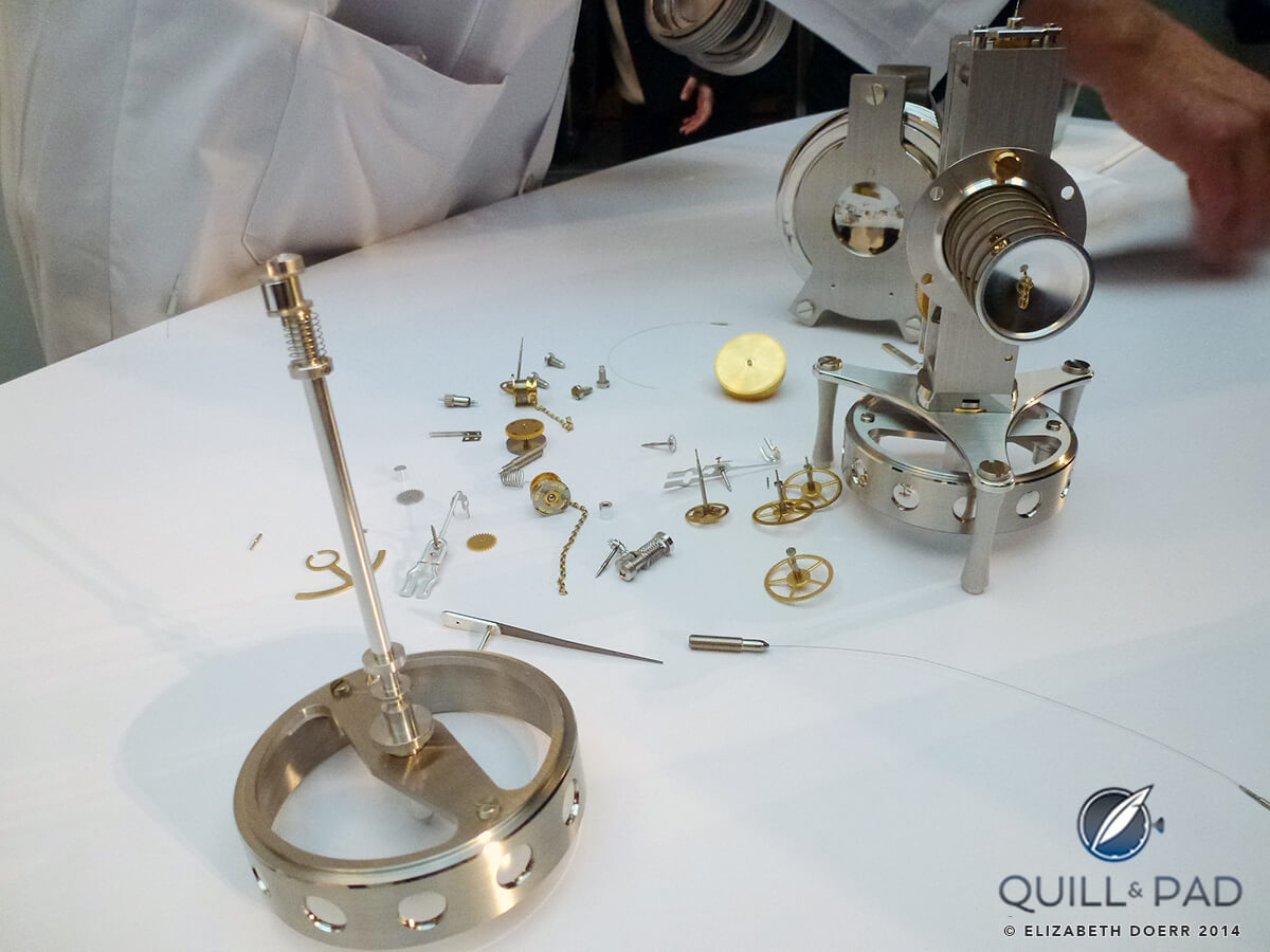 A few of the movement components for the Jaeger-LeCoultre Hermès Edition Atmos