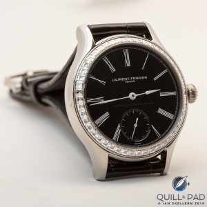 Diamond-set bezel of the gem-set Galet Micro-Rotor by Laurent Ferrier