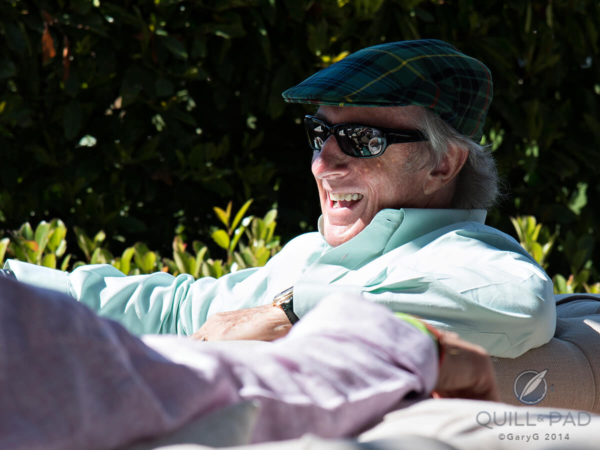 Jackie Stewart enjoying the company at the Rolex hospitality during The Quail A Motorsports Gathering