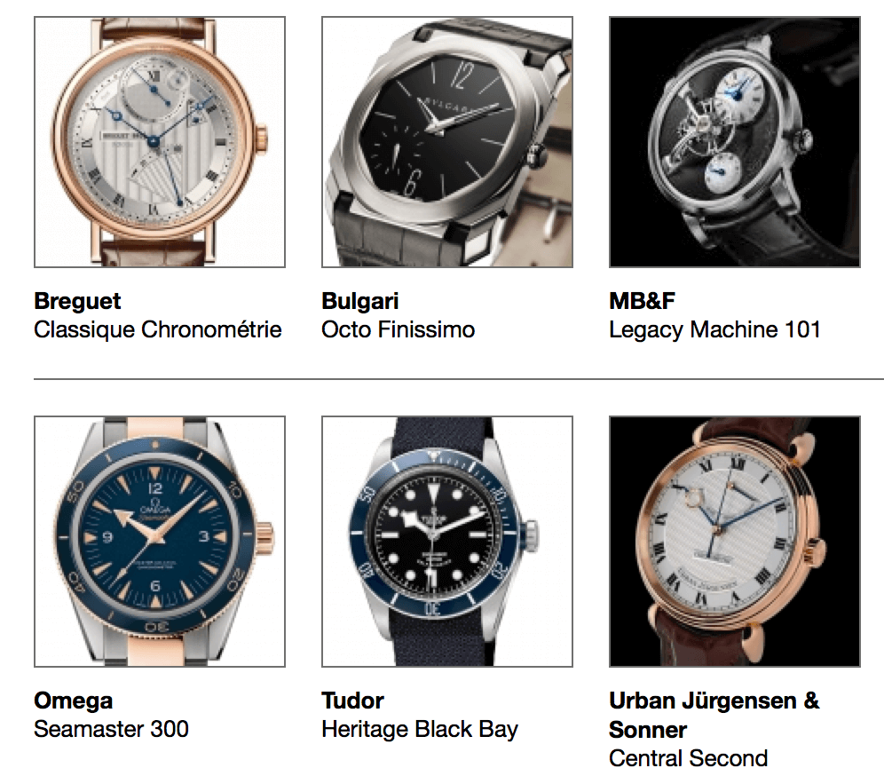 Preselected watches in the Men's category of the 2014 Grand Prix d’Horlogerie de Genève