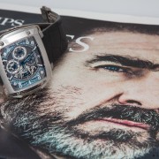 The Hautlence Invictus Morphos resting on a cover image of its designer, Eric Cantona