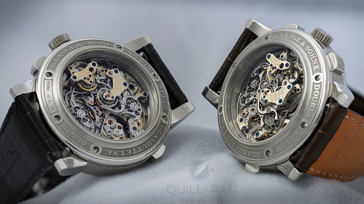 Double Double: two A. Lange & Söhne Double Splits seen from the movement side