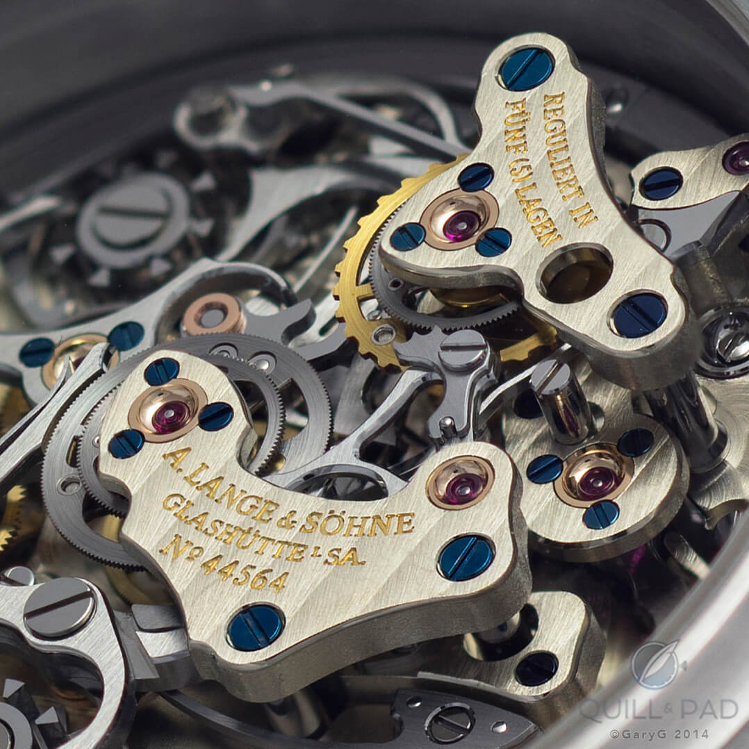Towers of power: A. Lange & Söhne Double Split assemblies controlling split seconds and minutes, with screwed gold chatons