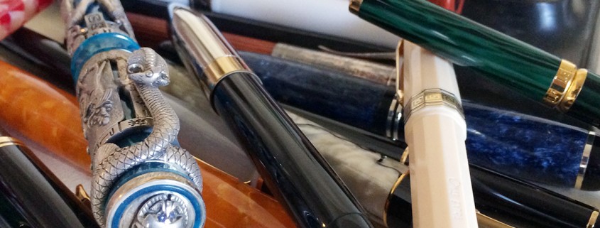 Just a few of the pens in Nancy Olson's collection of fine writing instruments