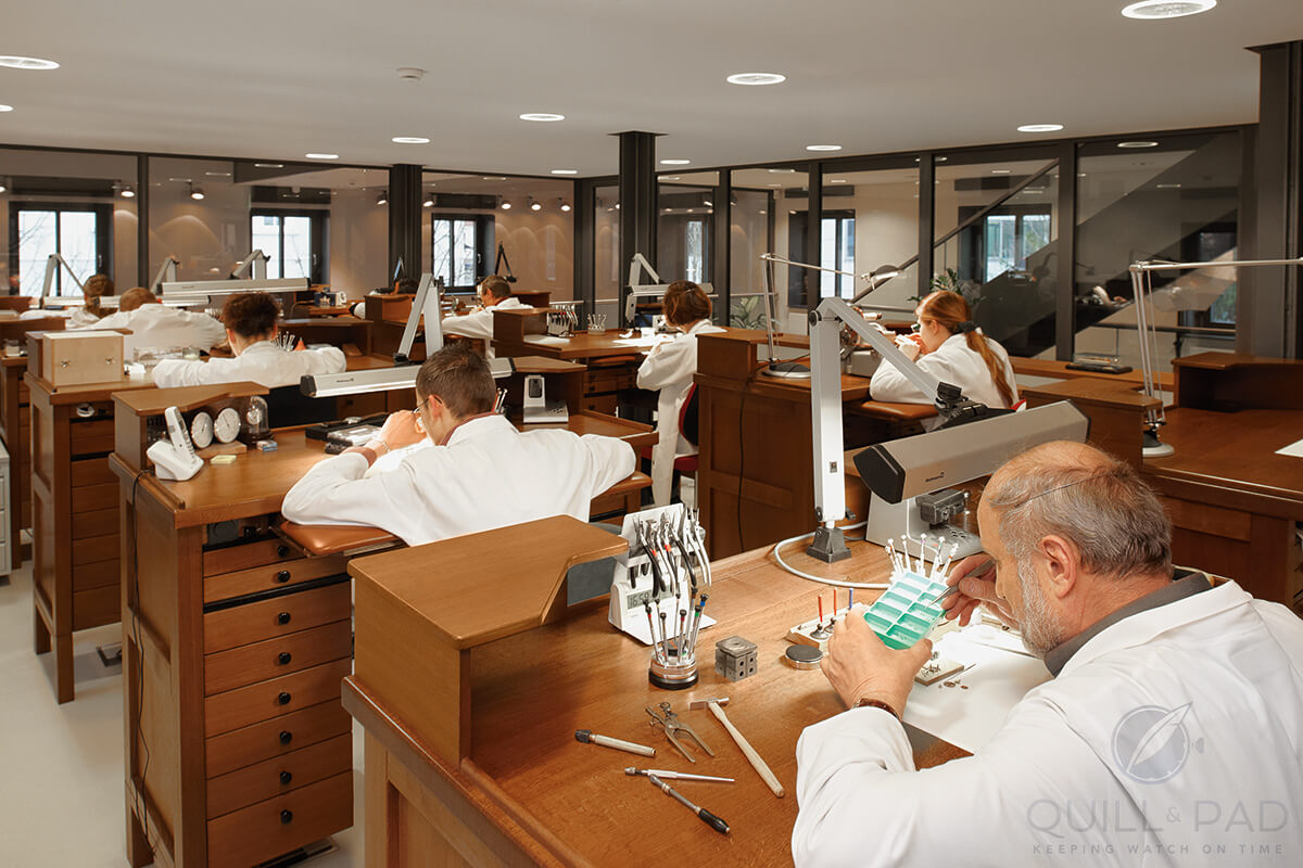 Watchmakers at the new Tutima workshop in Glashütte