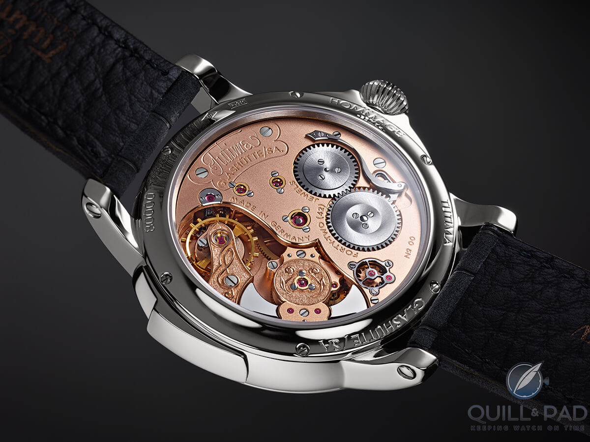 Beautiful view through the display back of the Tutima Hommage Minute Repeater