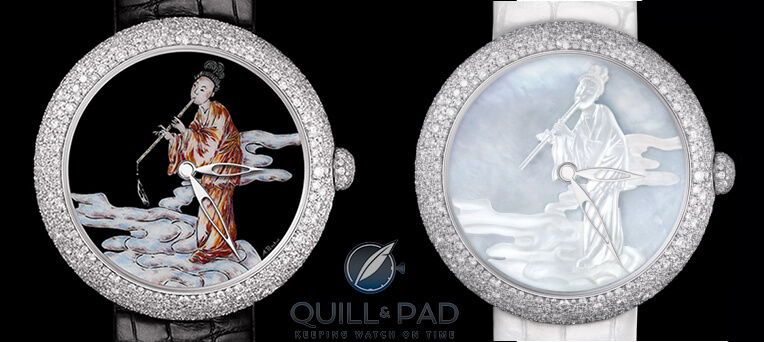 The two watches making up the Chanel Coromandel Twin Volute Enchantée