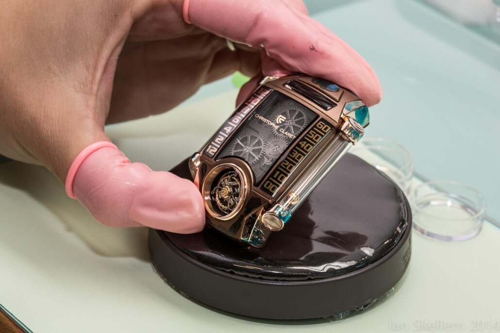 The movement of the Christophe Claret X-TREM-1, now safely ensconced in its Chocolate case