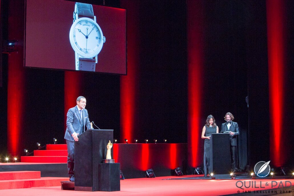 Breguet vice-president Jean-Charles Zufferey accepts the Public Prize for the Classique Dame