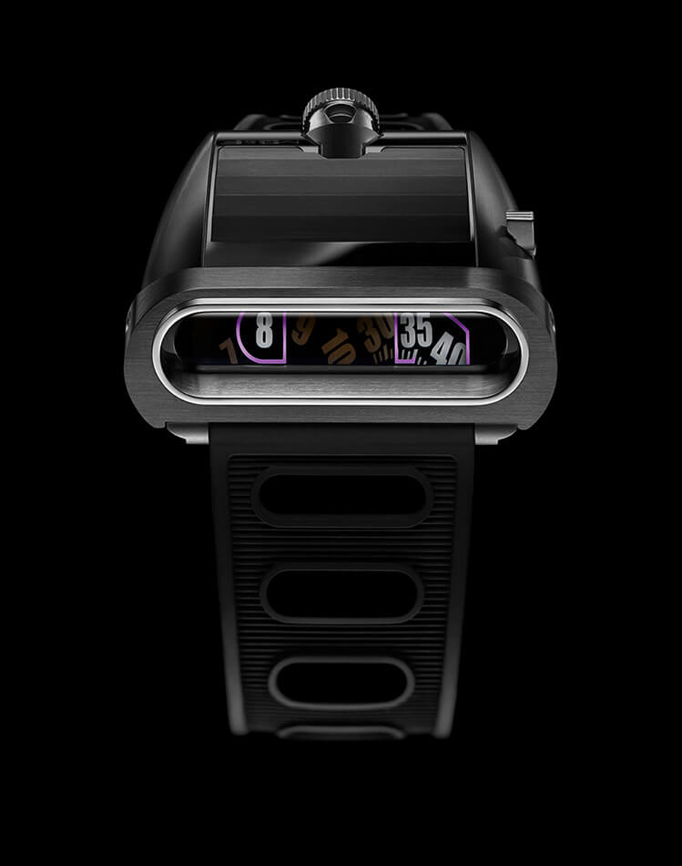 The MB&F HM5 Carbon Macrolon with bi-directional jumping hours