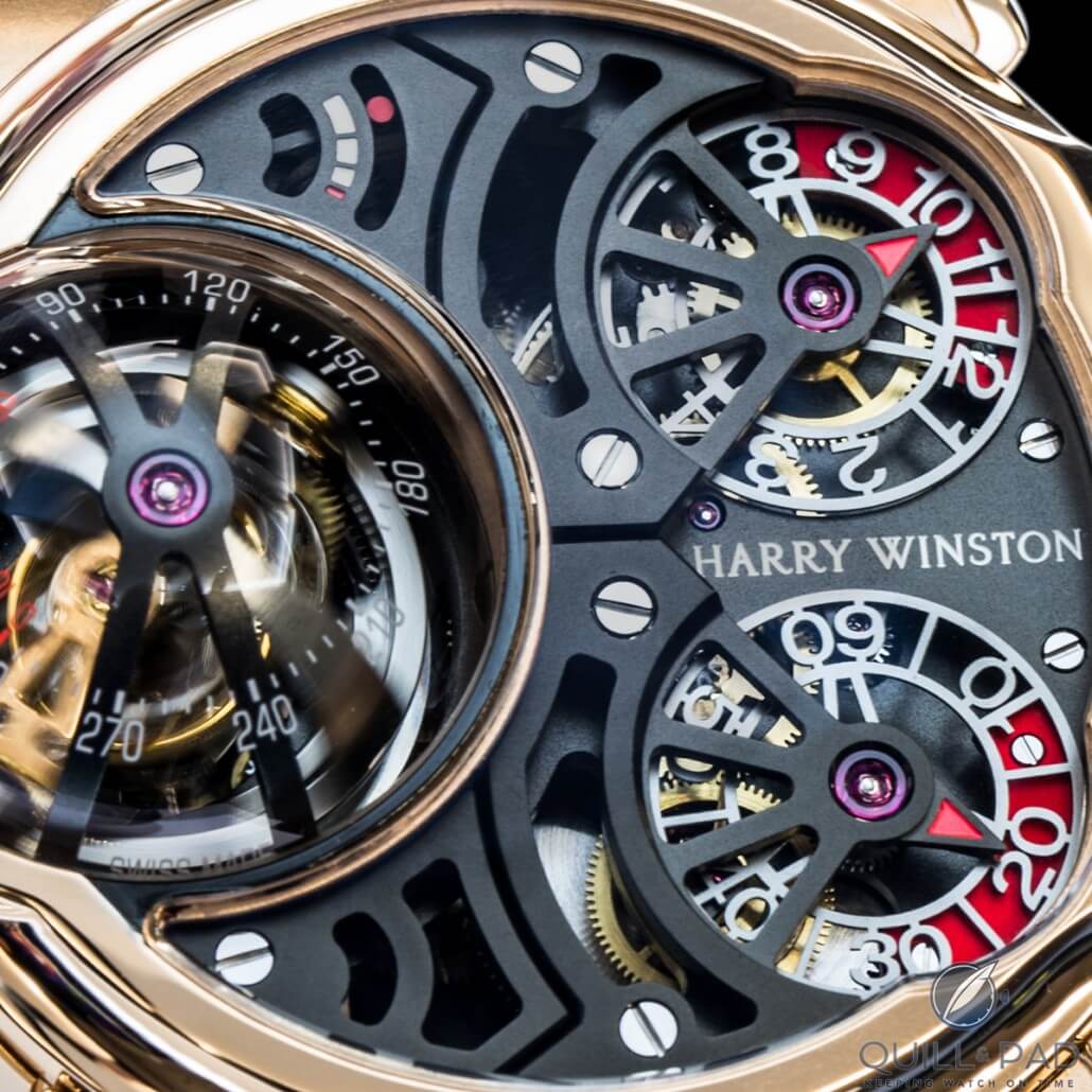 Close-up of the dial of the Harry Winston Histoire de Tourbillon 5