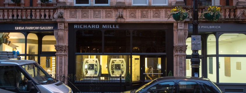 Standing on the outside looking in towards the Rille Mille boutique in Mayfair, London
