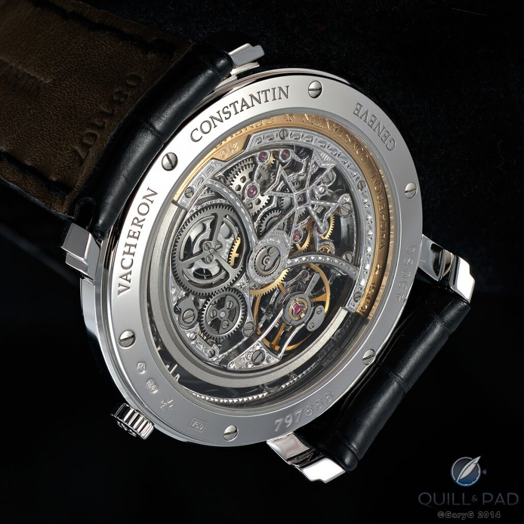 View of the reverse side of the Vacheron Constantin Malte Squelette