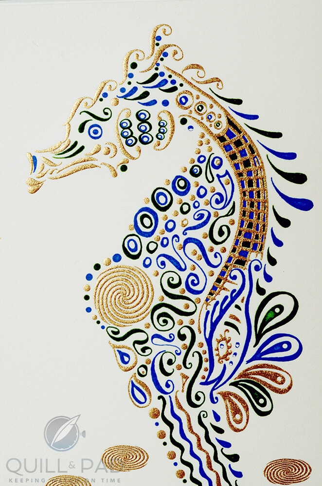 Hand-drawn seahorse note cards by Bernard Maisner