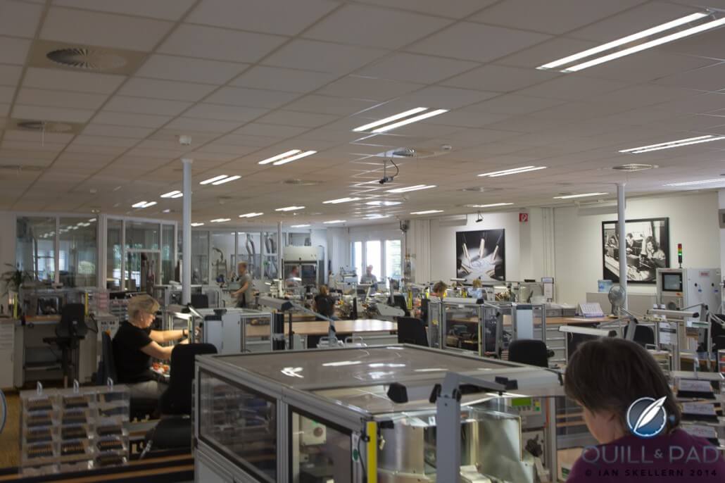 Just part of the large room in which Montblanc's nibs are produced for its pens