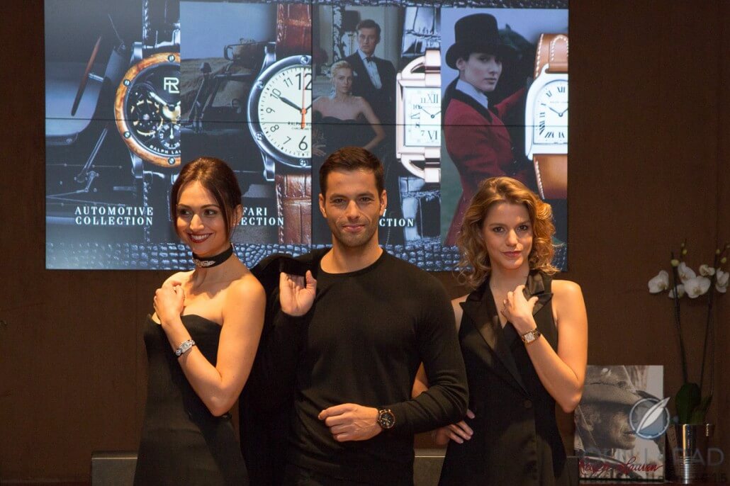 Models at the Ralph Lauren booth at SIHH 2015 wearing new watches
