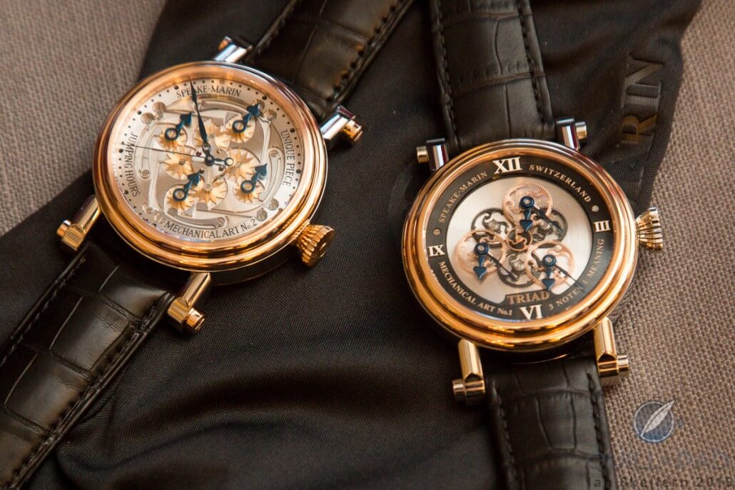 Speake Marin's new Mechanical Art Jumping Hour (left) and Triad