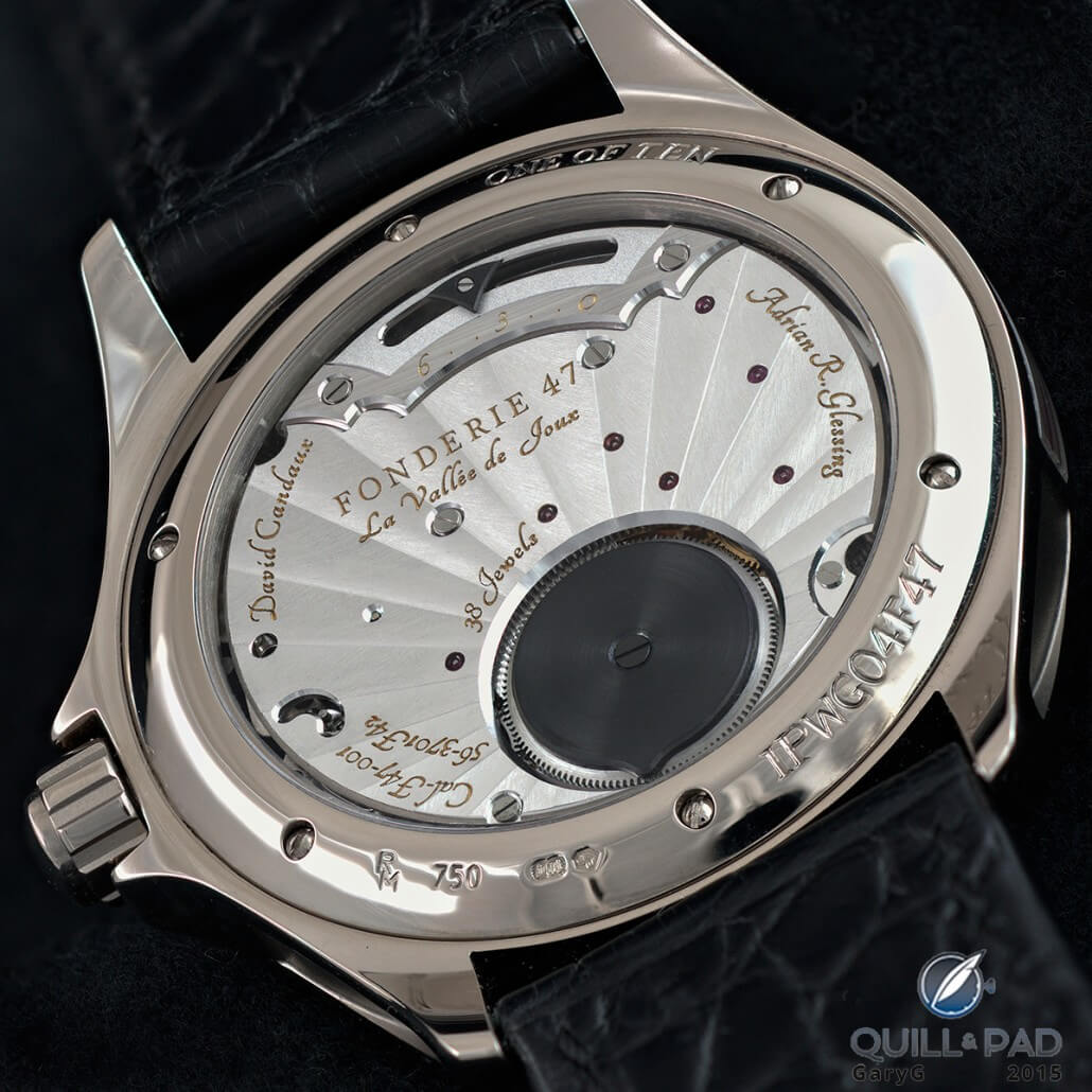 Shades of grey: white gold, rhodium plating, and blackened steel on the Inversion Principle